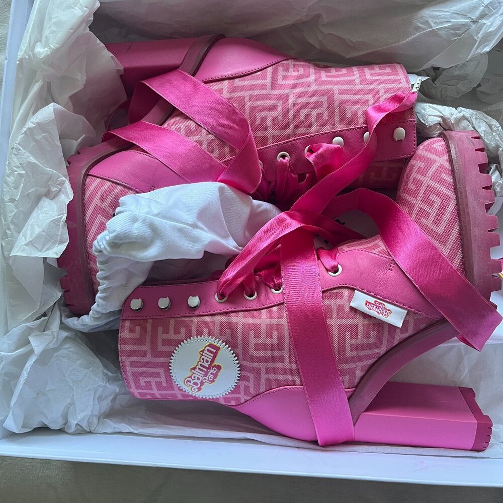 BALMAIN x BARBIE Monogram Boots Size 6 LIMITED EDITION